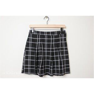 Women's Skirt Size S Mini Black White Plaid Pleated Check Student School Japan
